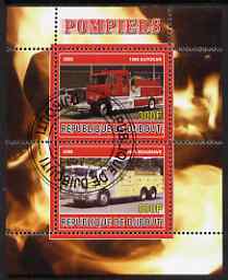 Djibouti 2008 Fire Engines #2 perf sheetlet containing 2 values, fine cto used