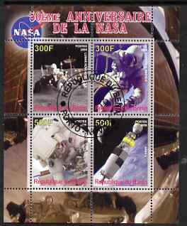 Benin 2008 NASA 50th Anniversary #1 perf sheetlet containing 4 values, fine cto used