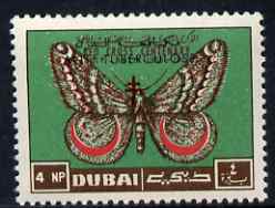 Dubai 1964 Anti-Tuberculosis Campaign overprint on Red Cross 4np Moth, unmounted mint, unissued (see note after SG104) blocks available
