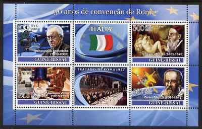 Guinea - Bissau 2008 Europa - 50 Years of Treaty of Rome - Italy perf sheetlet containing 4 values & 2 labels unmounted mint 