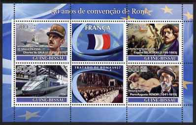 Guinea - Bissau 2008 Europa - 50 Years of Treaty of Rome - France perf sheetlet containing 4 values & 2 labels unmounted mint 