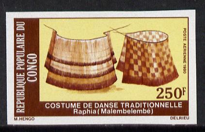Congo 1980 Dancing skirts 250f IMPERF plate proof on ungummed paper (as SG 750)