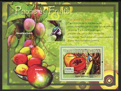 Guinea - Conakry 2007 Peacocks & Fruit perf souvenir sheet #2 unmounted mint Yv 526