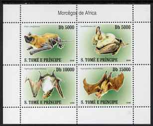 St Thomas & Prince Islands 2007 Bats perf sheetlet containing 4 values unmounted mint