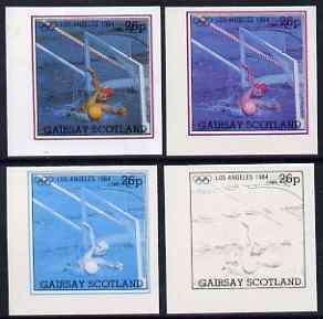 Gairsay 1984 Los Angeles Olympic Games - Water Polo 26p the set of 4 imperf progressive proofs comprising 1, 2, 3 and all 4-colour composites, unmounted mint