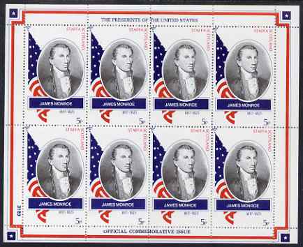 Staffa 1982 Presidents of the United States #05 James Monroe perf sheetlet containing 8 x 5p values unmounted mint