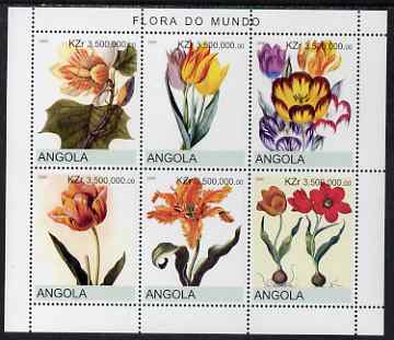Angola 2000 Flowers #2 perf sheetlet containing 6 values unmounted mint