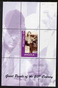 Angola 1999 Great People of the 20th Century - Walt Disney perf souvenir sheet (Marilyn & Babe Ruth in margin) unmounted mint 