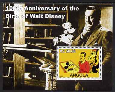 Angola 2002 Birth Centenary of Walt Disney #01 perf s/sheet - Disney drawing Mickey Mouse unmounted mint