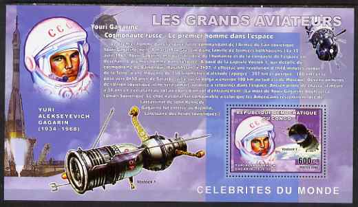 Congo 2006 Great Aviators perf s/sheet containing 1 value (Yuri Gagarin & Vostok 1) unmounted mint