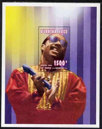 Burkina Faso 1995 Showbiz - 1500f Stevie Wonder perf m/sheet unmounted mint 