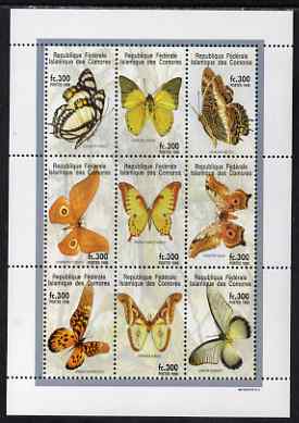 Comoro Islands 1998 Butterflies perf sheetlet containing 9 values unmounted mint 