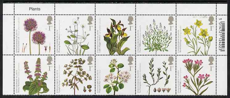 Great Britain 2009 Plants perf set of 10 in se-tenant block unmounted mint 