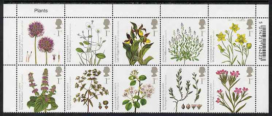 Great Britain 2009 Plants perf set of 10 in se-tenant block unmounted mint 