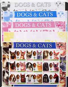 Afghanistan 2003 Dogs & Cats #1 sheetlet containing set of 9 values - the set of 5 imperf progressive proofs comprising the 4 individual colours plus all 4-colour composite, slight wrinkling at corner, unmounted mint 
