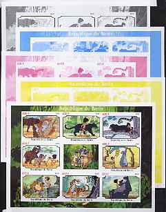 Benin 2008 Disney's Jungle Book sheetlet containing 8 values plus  the set of 5 imperf progressive proofs comprising the 4 individual colours plus all 4-colour composite, unmounted mint