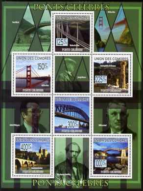 Comoro Islands 2009 Famous Bridges perf sheetlet containing 6 values unmounted mint Michel 2217-22