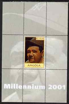 Angola 2001 Millennium series - Babe Ruth perf s/sheet unmounted mint