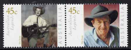 Australia 2001 Legends (5th series) Slim Dusty perf se-tenant set of 2 unmounted mint SG 2069a