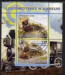 Djibouti 2008 Steam Locos #1 - Iron Duke & BR Standard 5S perf sheetlet containing 2 values fine cto used