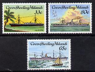 Cocos (Keeling) Islands 1985 Cable-laying Ships set of 3 unmounted mint, SG 129-31