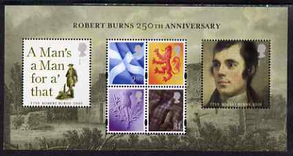 GB Great Britain 2009 Robert Burns 250th Anniversary perf m/sheet unmounted mint