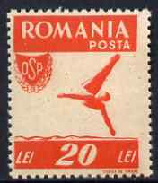 Rumania 1946 Sports - Diving 20L red unmounted mint SG 1817