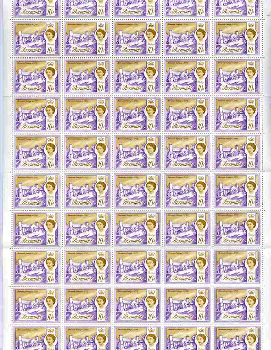 Bermuda 1966-69 Cottage 10d wmk sideways complete sheet of 60 unmounted mint SG 197