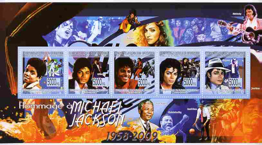 Guinea - Conakry 2009 Tribute to Michael Jackson perf sheetlet containing 4 values plus label unmounted mint