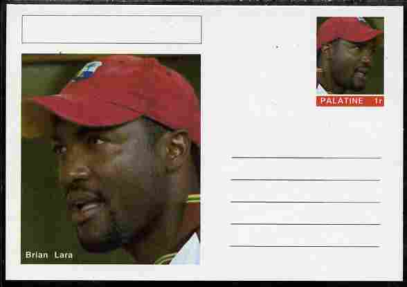 Palatine (Fantasy) Personalities - Brian Lara (cricket) postal stationery card unused and fine