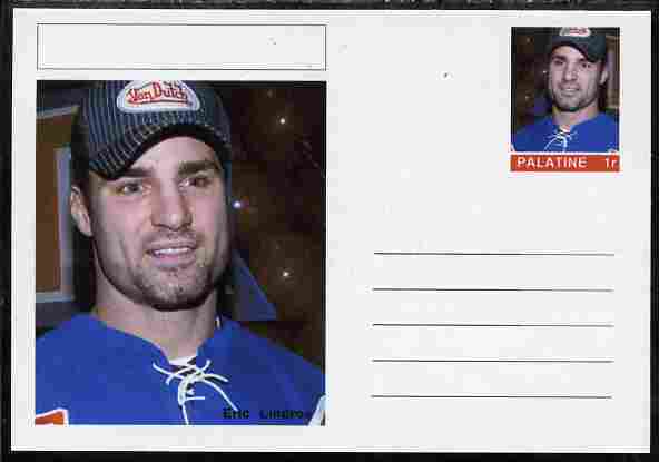 Palatine (Fantasy) Personalities - Eric Lindros (ice hockey) postal stationery card unused and fine