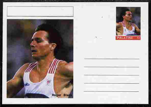 Palatine (Fantasy) Personalities - Roger Black (athletics) postal stationery card unused and fine