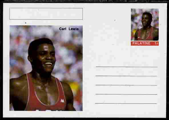 Palatine (Fantasy) Personalities - Carl Lewis (athletics) postal stationery card unused and fine