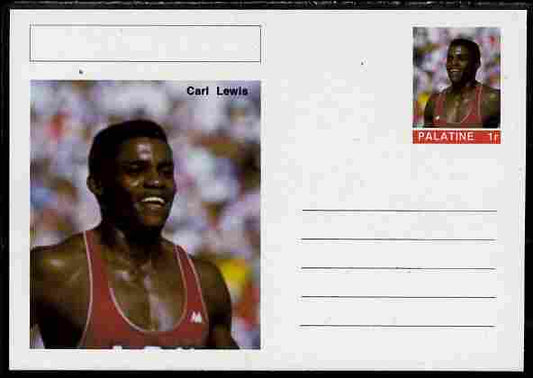 Palatine (Fantasy) Personalities - Carl Lewis (athletics) postal stationery card unused and fine