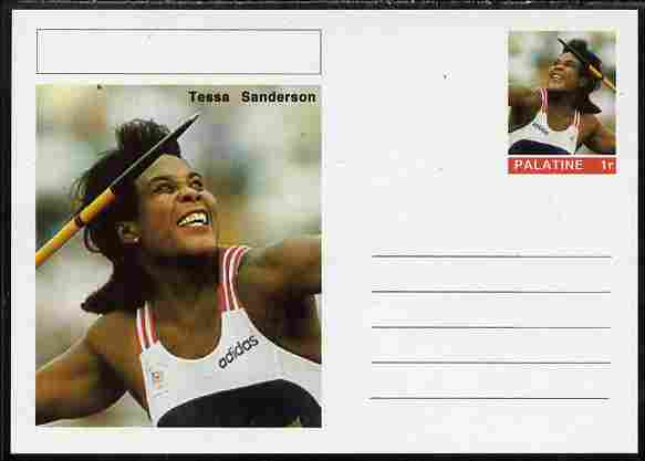 Palatine (Fantasy) Personalities - Tessa Sanderson (athletics) postal stationery card unused and fine
