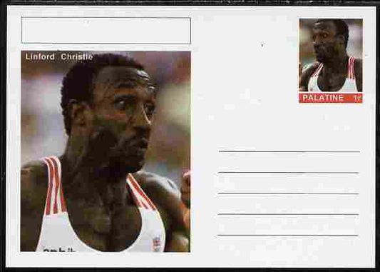 Palatine (Fantasy) Personalities - Linford Christie (athletics) postal stationery card unused and fine