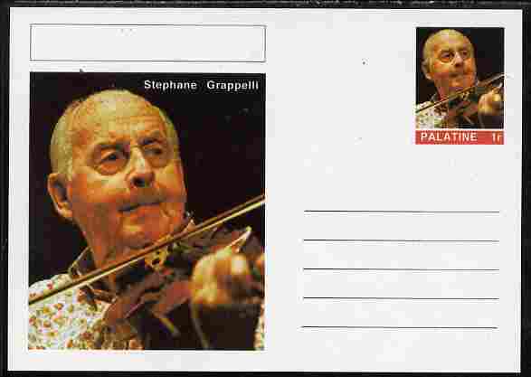 Palatine (Fantasy) Personalities - Stephane Grappelli postal stationery card unused and fine