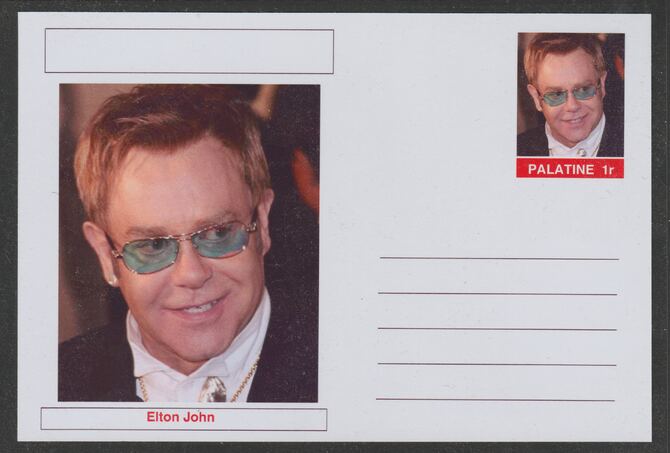 Palatine (Fantasy) Personalities - Elton John postal stationery card unused and fine
