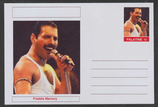 Palatine (Fantasy) Personalities - Freddie Mercury postal stationery card unused and fine