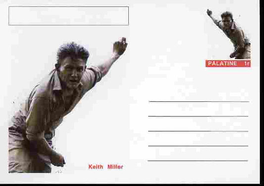 Palatine (Fantasy) Personalities - Keith Miller (cricket) postal stationery card unused and fine