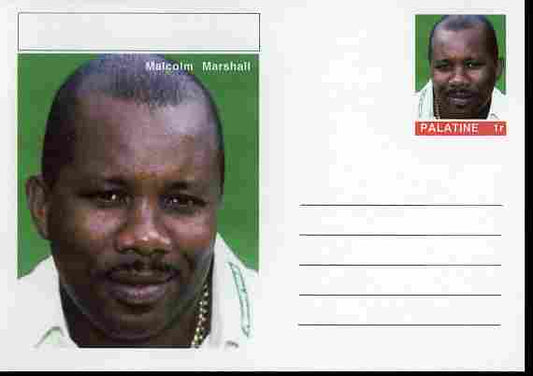 Palatine (Fantasy) Personalities - Malcolm Marshall (cricket) postal stationery card unused and fine