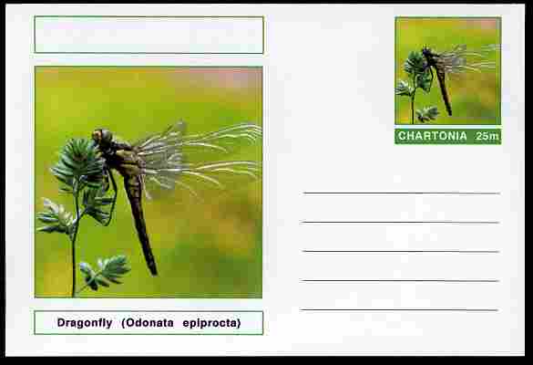 Chartonia (Fantasy) Insects - Dragonfly (Odonata epiprocta) postal stationery card unused and fine