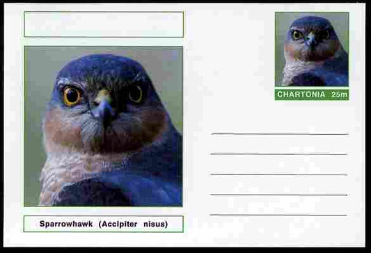 Chartonia (Fantasy) Birds - Sparrowhawk (Accipiter nisus) postal stationery card unused and fine