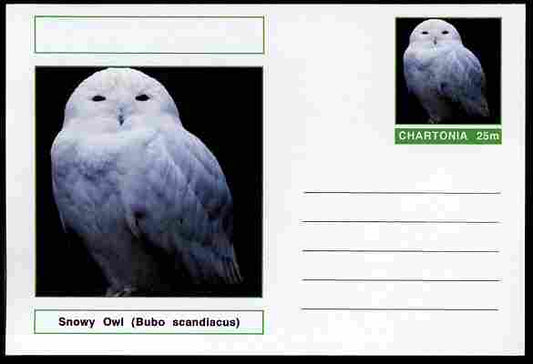 Chartonia (Fantasy) Birds - Snowy Owl (Bubo scandiacus) postal stationery card unused and fine