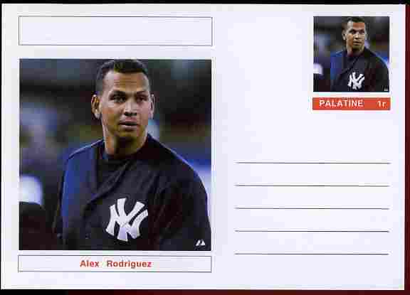 Palatine (Fantasy) Personalities - Alex Rodriguez (baseball) postal stationery card unused and fine