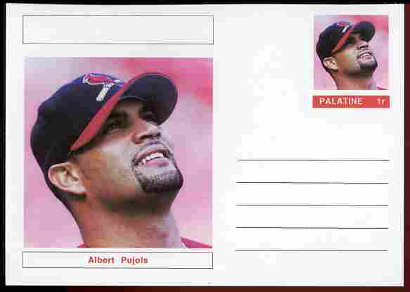 Palatine (Fantasy) Personalities - Albert Pujols (baseball) postal stationery card unused and fine