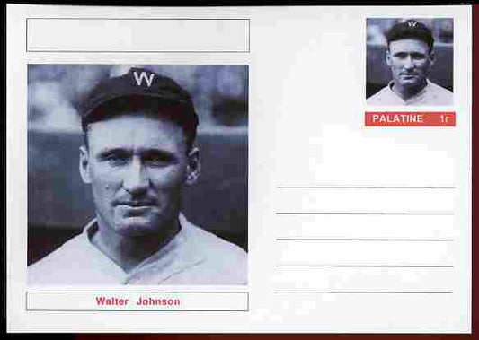 Palatine (Fantasy) Personalities - Walter Johnson (baseball) postal stationery card unused and fine