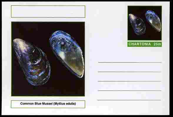 Chartonia (Fantasy) Shells - Common Blue Mussel (Mytilus edulis) postal stationery card unused and fine