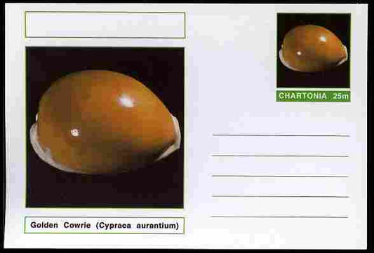 Chartonia (Fantasy) Shells - Golden Cowrie (Cypraea aurantium) postal stationery card unused and fine