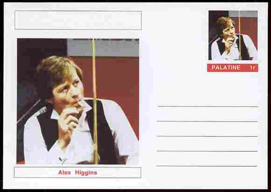 Palatine (Fantasy) Personalities - Alex Higgins (snooker) postal stationery card unused and fine